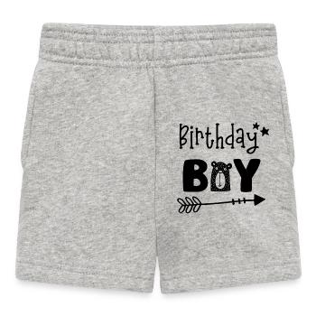 Birthday Boy - Jungen Geburtstag -Geburtstagsparty - Baby Shorts - Grau meliert - Vorne