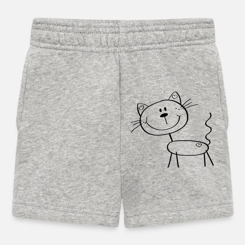 Lustige Strichmännchen Katze - Comic - Katzen - Baby Shorts - Grau meliert