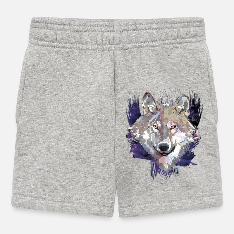 Wolf | Tier | Grauer Wolf - Baby Shorts - Grau meliert