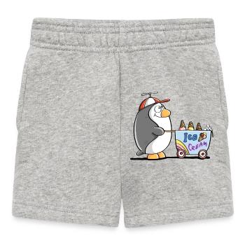 Pinguin Als Eisverkäufer - Eis - Baby Shorts - Grau meliert - Vorne