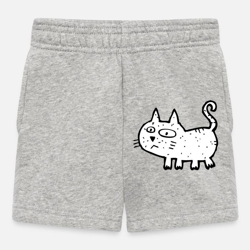 Chat croquis noir et blanc - Short Bébé - gris chiné