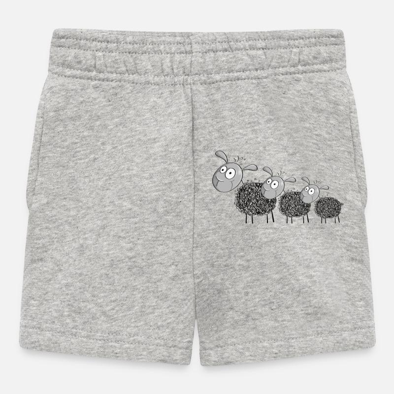 Three wool sheep - sheep cartoon - Baby Shorts - heather grey