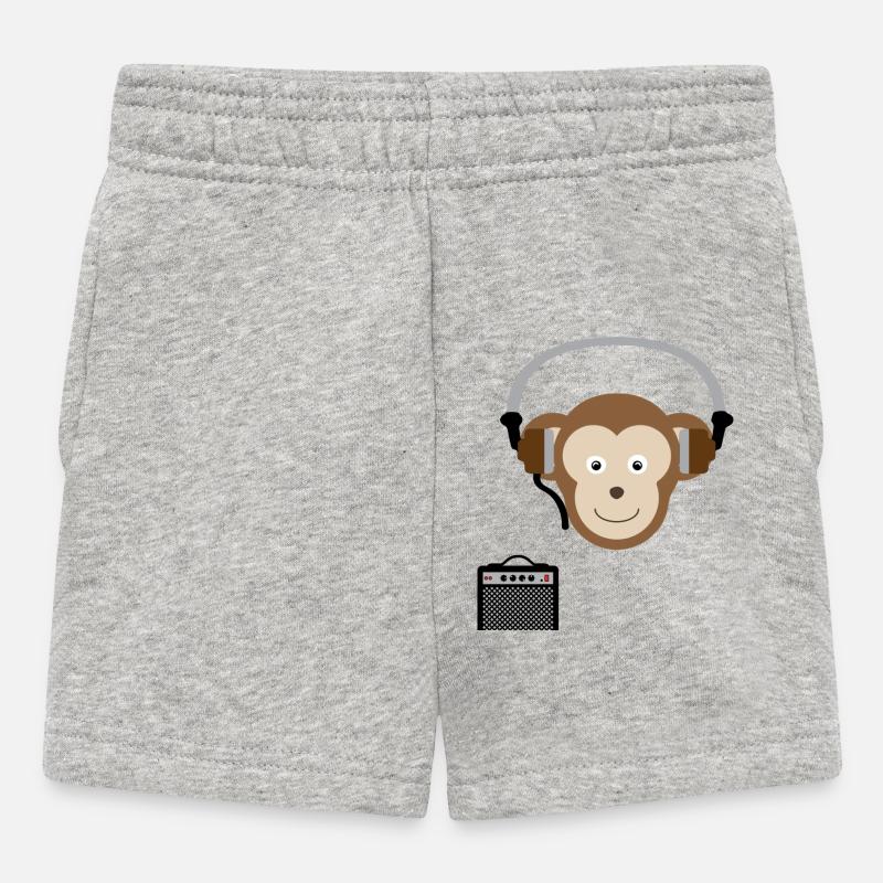 Singe avec musique au casque - Short Bébé - gris chiné