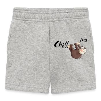 "Chillen" - Faultier - Faulenzen - Cartoon - Baby Shorts - Grau meliert - Vorne