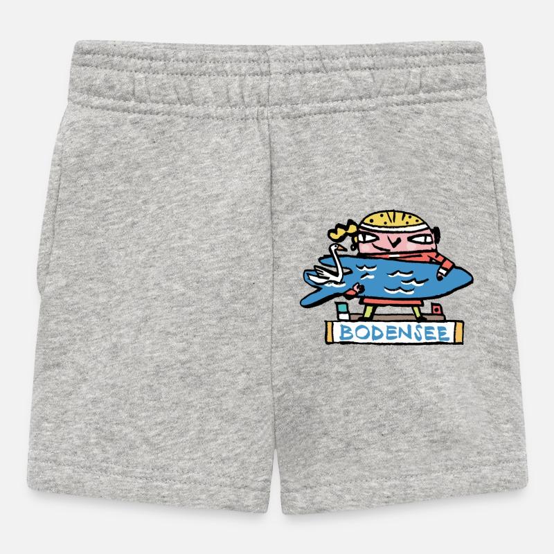 Bodensee Surfer Cartoon - Baby Shorts - Grau meliert