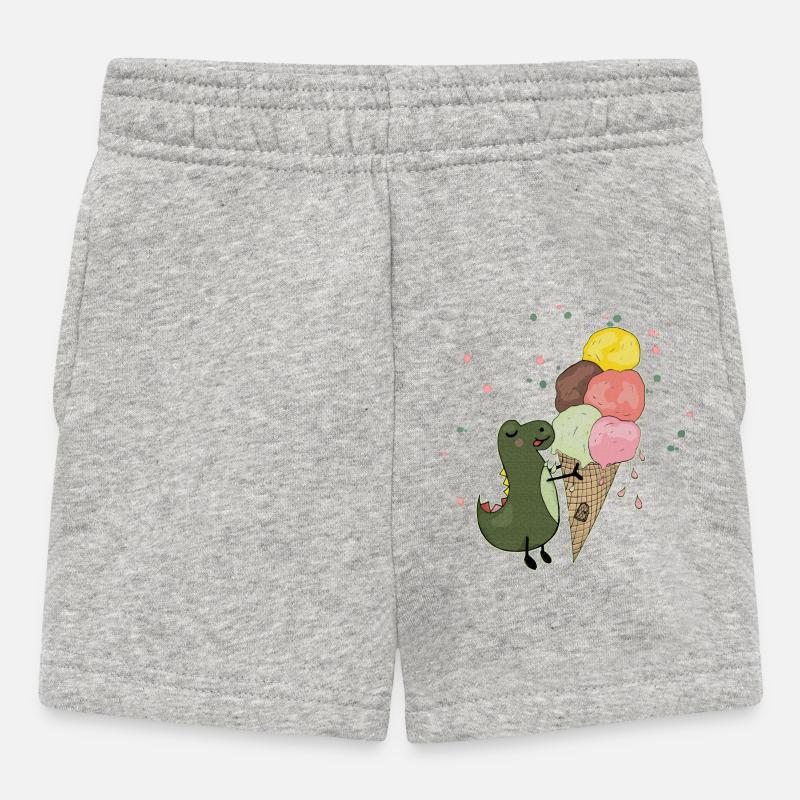 Dino mit Eis - Baby Shorts - Grau meliert
