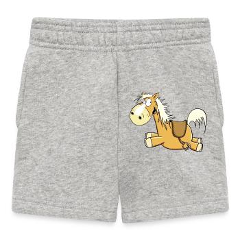 Happy Haflinger Fuchs Pferd I Reiter Geschenk - Baby Shorts - Grau meliert - Vorne