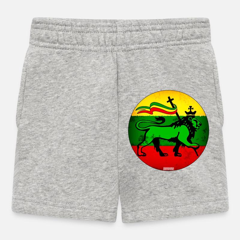 Lion Judah Reggae Flag - Short Bébé - gris chiné