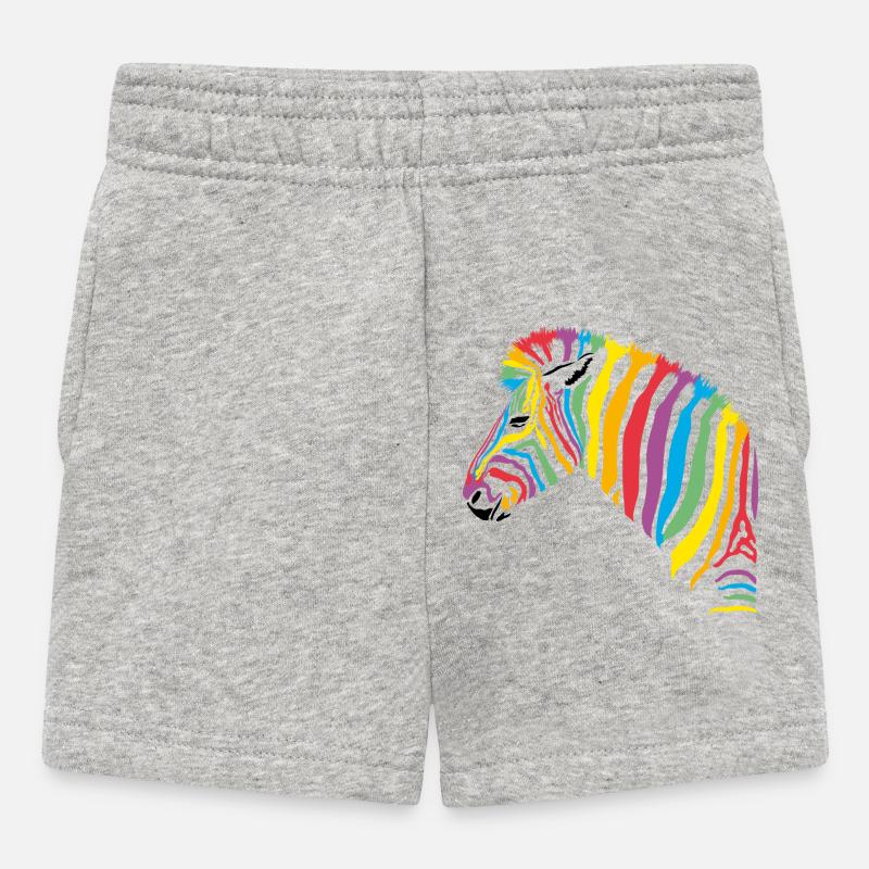 rainbow zebra - Baby Shorts - Grau meliert