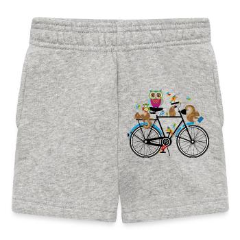 Animaux de la forêt sur un vélo - Short Bébé - gris chiné - Devant