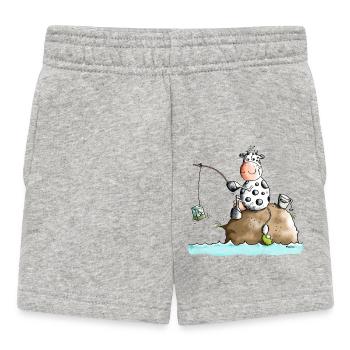 Funny Fishing Cow - Baby Shorts - heather grey - Front