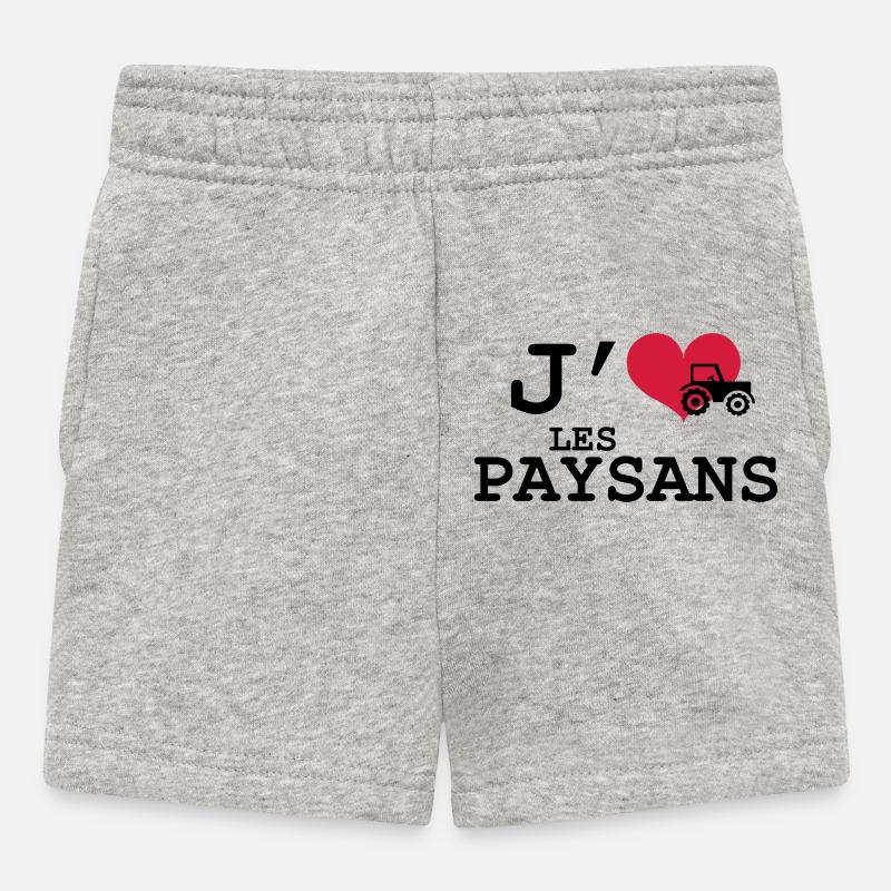 J'aime les Paysans - Short Bébé - gris chiné