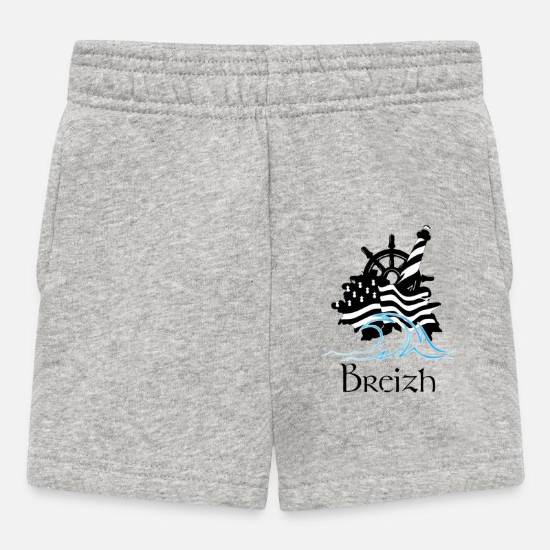 Phare et Vague en Style Minimaliste - Short Bébé - gris chiné