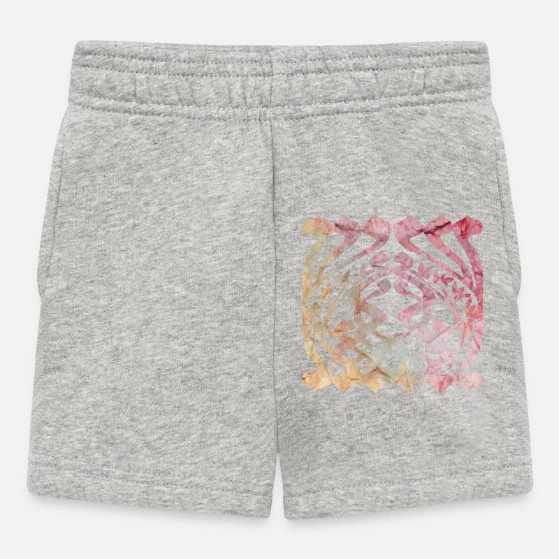 Watercolour leaf pattern with floral design - Baby Shorts - heather grey