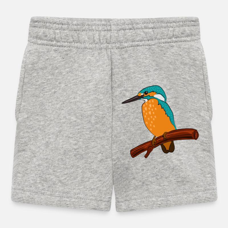 eisvogel vogel bunt - Baby Shorts - Grau meliert