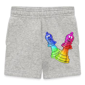 Schach Figuren in Neonfarben - Baby Shorts - Grau meliert - Vorne
