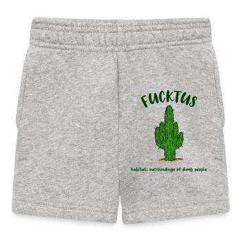 Fucktus Kaktus Dumm Dümmer Lustig Spruch Humor - Baby Shorts - Grau meliert - Vorne