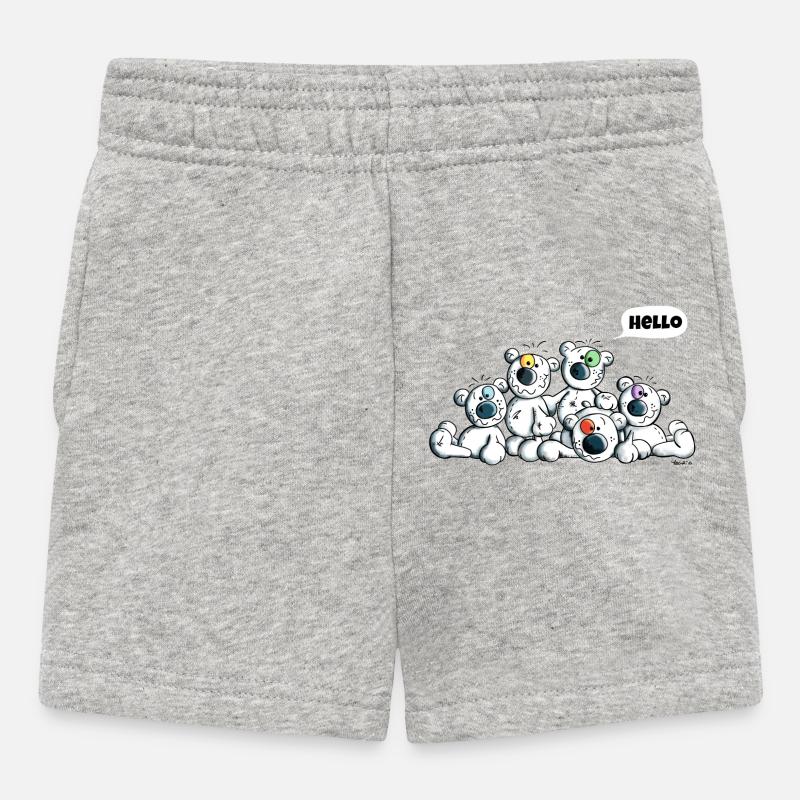Hello Teddys - Polar Bear - Bears - Comic - Baby Shorts - heather grey