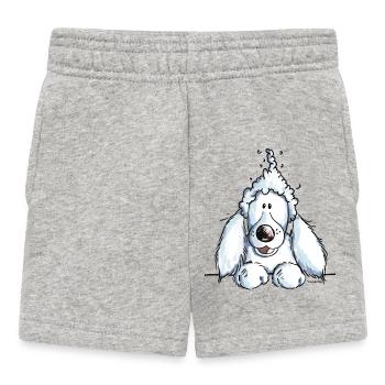 Knuffiger Pudel - Königspudel - Zwergpudel - Comic - Baby Shorts - Grau meliert - Vorne