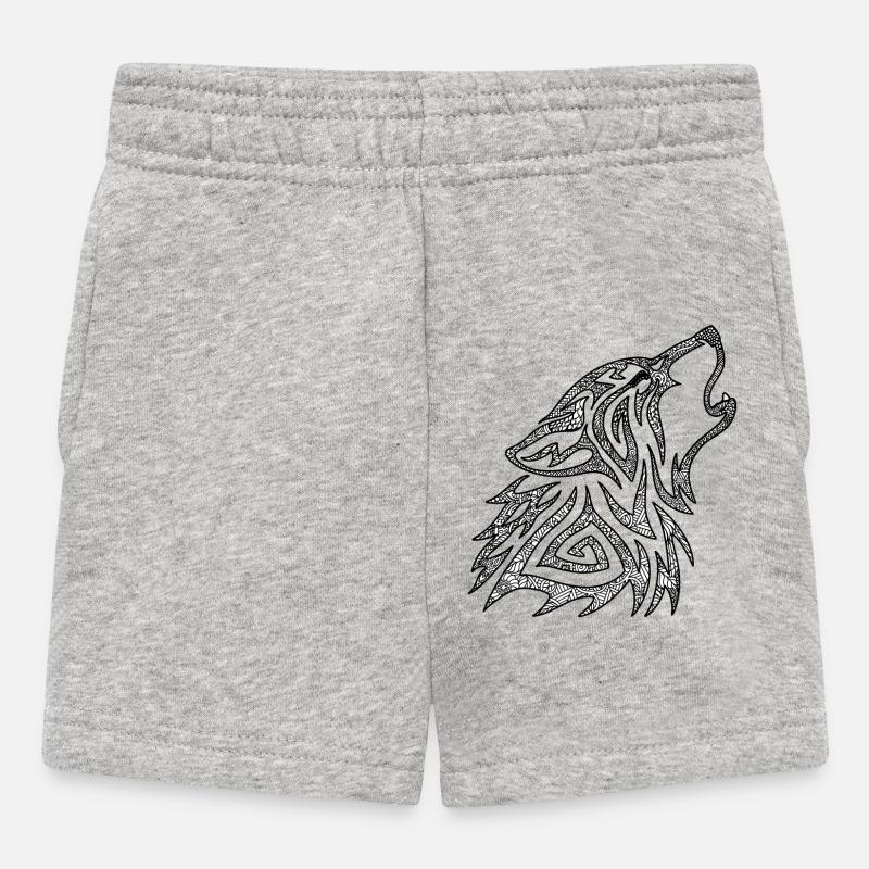 Heulender Wolf Mandala - Baby Shorts - Grau meliert