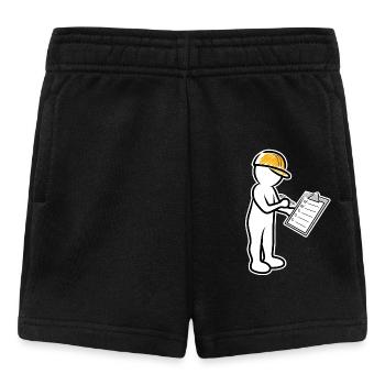 Male with helmet and checklist at construction site - Baby Shorts - black - Front