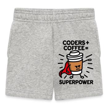 Coders + coffee = superpower (superhero) light - Baby Shorts - Grau meliert - Vorne