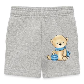 Bear with ball - Baby Shorts - heather grey - Front
