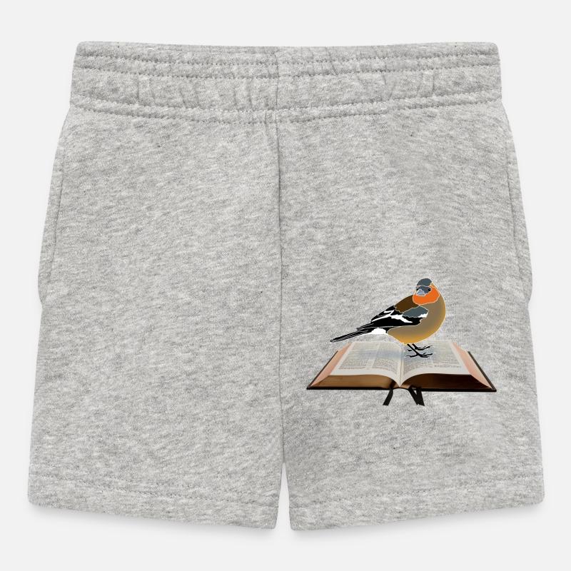 Buchfink auf Buch - Baby Shorts - Grau meliert