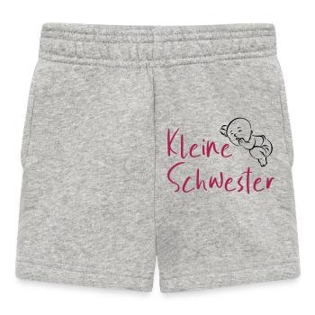 Baby Geburstag Geschenk Sprüche Kleine Schwester - Baby Shorts - Grau meliert - Vorne