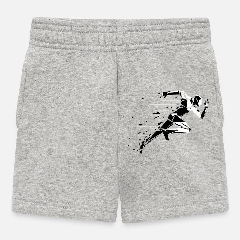 running man noir et blanc - Short Bébé - gris chiné