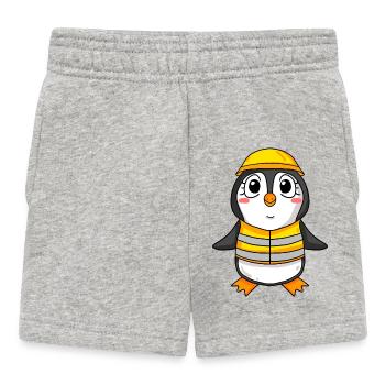 Richtfest Pinguin Hausbau Haus bauen Geschenk - Baby Shorts - Grau meliert - Vorne