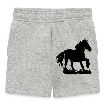Friesians at a gallop - Baby Shorts - heather grey - Front