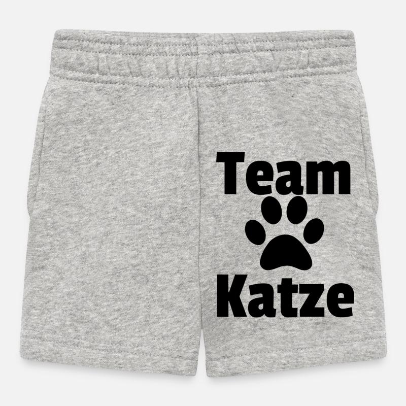Team Katze schwarz raw - Baby Shorts - Grau meliert