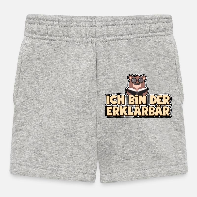 Ich bin der Erklärbär - Baby Shorts - Grau meliert