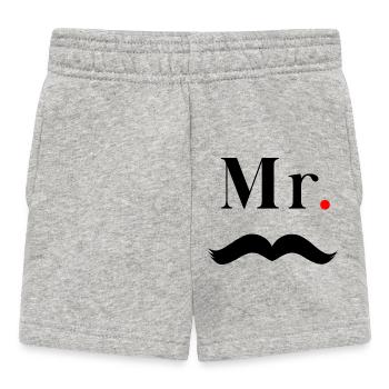 Mr. Black Moustache - Baby Shorts - heather grey - Front