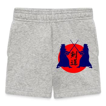 Kendo two Kendoka in fighting mode with red sun kend - Baby Shorts - heather grey - Front