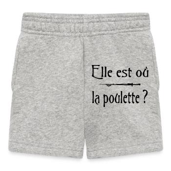 Elle est où la poulette ? Citation Humour - Short Bébé - gris chiné - Devant