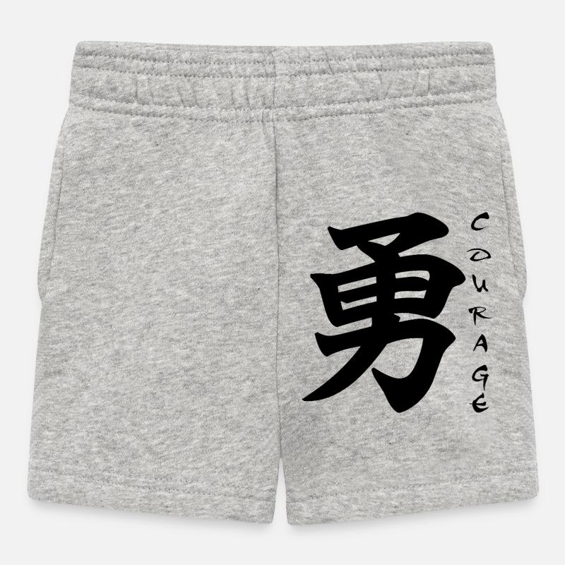 Le mot courage en japonais (noir) - Short Bébé - gris chiné