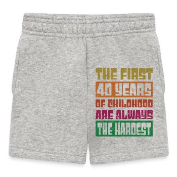 Hardest First 40 Years - Funny 40th Birthday Gift - Baby Shorts - heather grey - Front