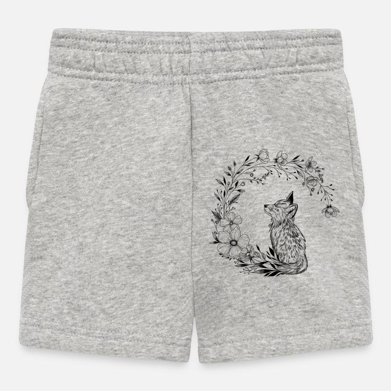petit renard renardeau top mignon et lune florale  - Short Bébé - gris chiné