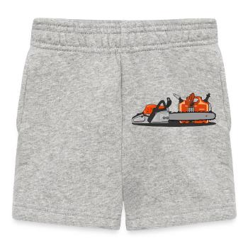 Kettensäge und Kanister - Baby Shorts - Grau meliert - Vorne