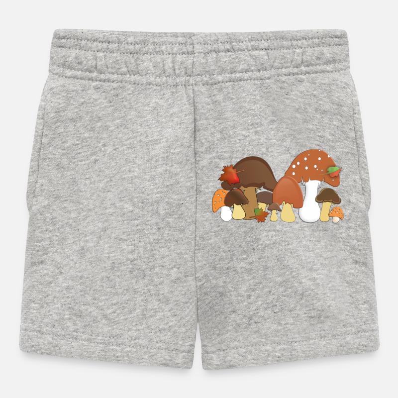 Motif Motifs Forêt Champignons D’automne - Short Bébé - gris chiné
