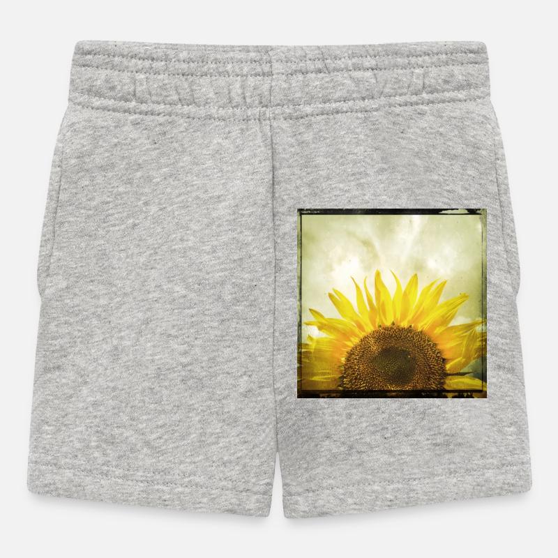Halbe Sonnenblume - Baby Shorts - Grau meliert