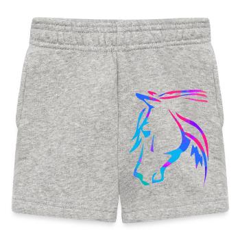 Cheval en rose - Dessin de tête de cheval - Équitation - Short Bébé - gris chiné - Devant