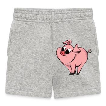 Conception de dessin animé de cochon ludique - Short Bébé - gris chiné - Devant