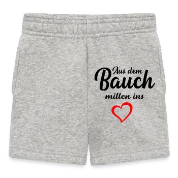 Aus dem Bauch mitten ins Herz - Baby Shorts - Grau meliert - Vorne