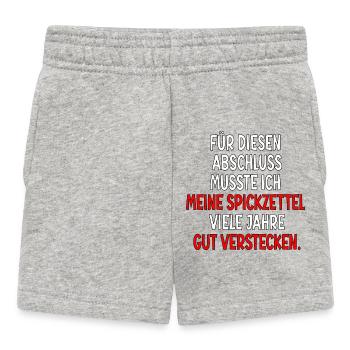 Abschlussprüfungen Bestanden - Spickzettel Sprüche - Baby Shorts - Grau meliert - Vorne