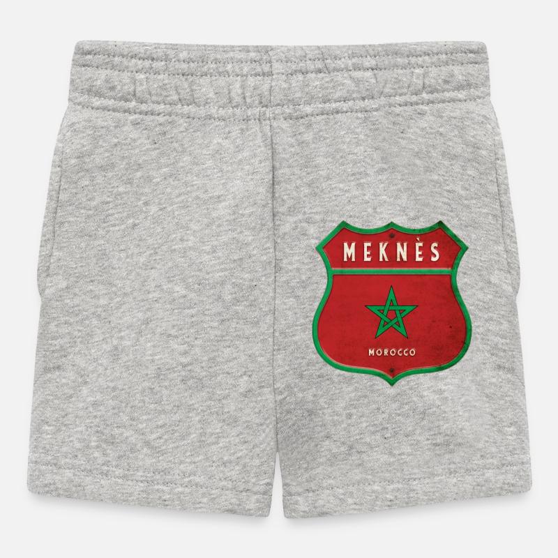 Meknès Maroc Armoiries Drapeaux Design - Short Bébé - gris chiné