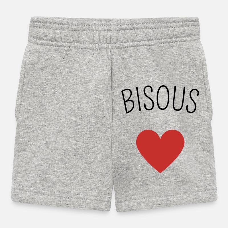 Bisous coeur - Short Bébé - gris chiné