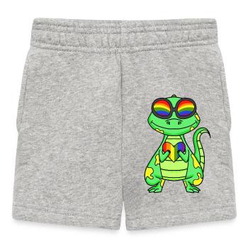 LGBT Animal Dinosaur Rainbow Heart - Baby Shorts - heather grey - Front